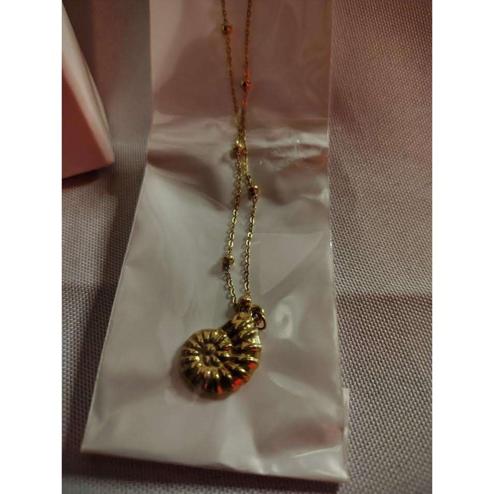 Gold Nautilus‎ Shell Pendant Necklace Charm Bead Chain Minimalist Jewelry